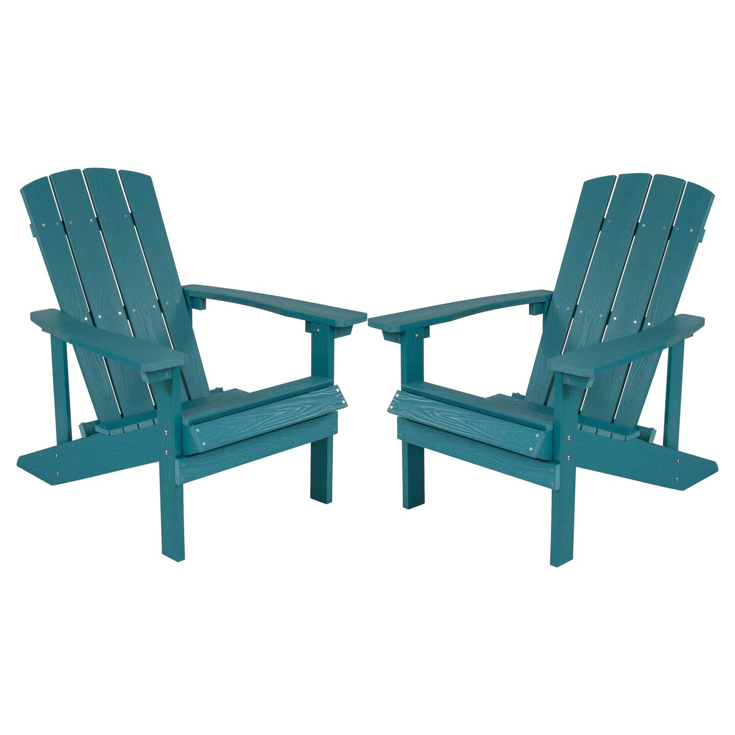Emma and Oliver 2 Pack Outdoor All-Weather Poly Resin Wood Adirondack Chairs