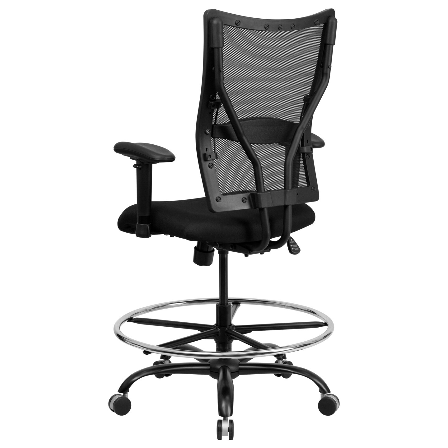 Emma and Oliver 400 lb. Capacity Big &#x26; Tall Mesh Ergonomic Drafting Chair with Height Adjustable Arms