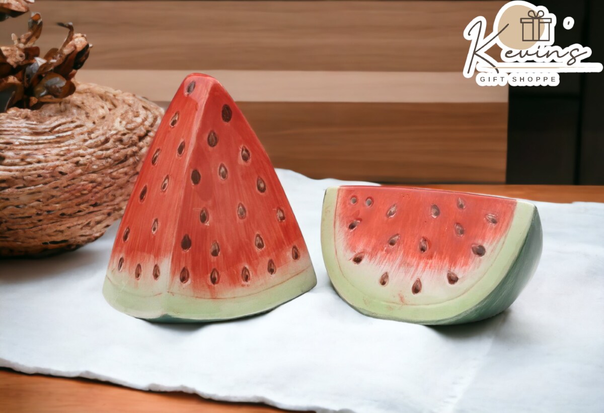 Hand Painted Ceramic Watermelon Salt &#x26; Pepper Shakers, Home D&#xE9;cor, Gift for Her, Gift for Mom, Kitchen D&#xE9;cor, Summer Decor