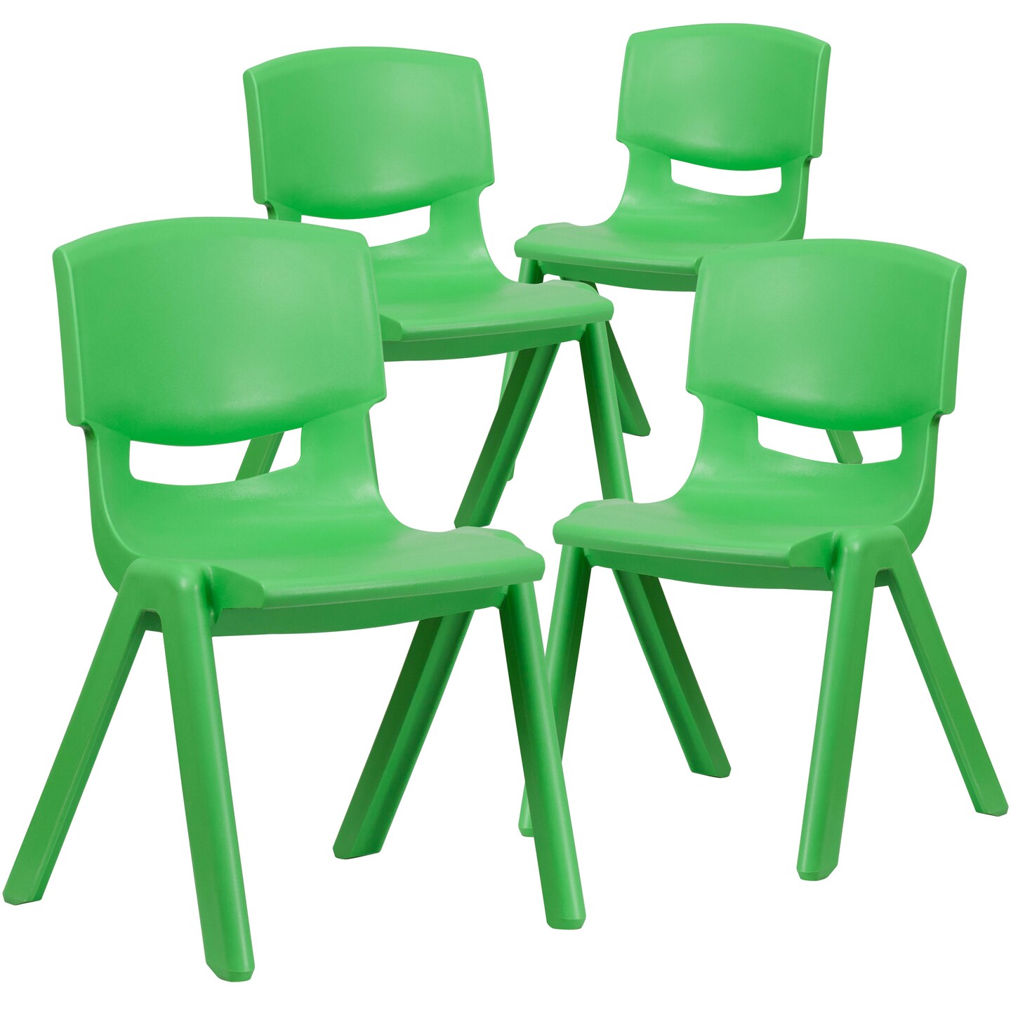Emma and Oliver 4 Pack Plastic Stack School Chair with 15.5&#x22;H Seat, 3rd-7th School Chair