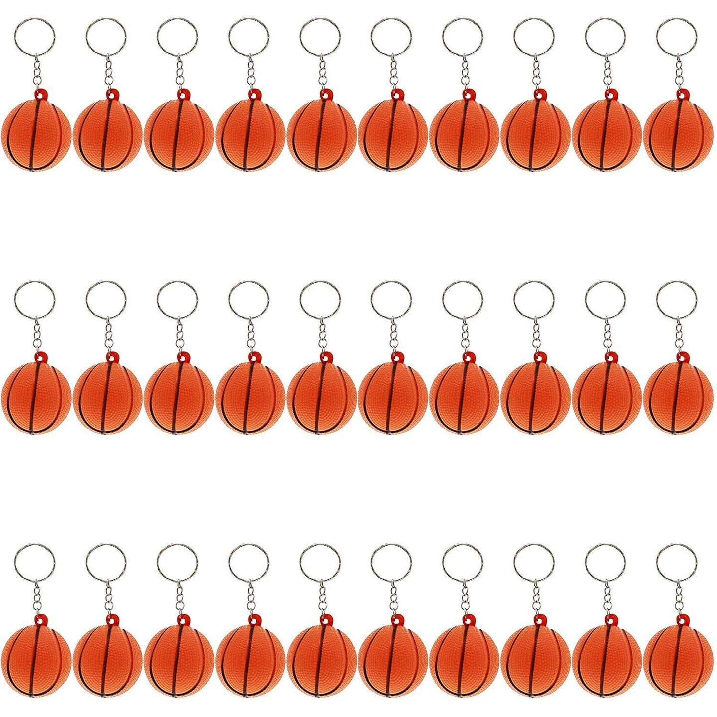 Juvale 30 Pack Mini Basketball Foam Sports Ball Keychain for Relieve Stress and Anxiety, Kids Party Favors