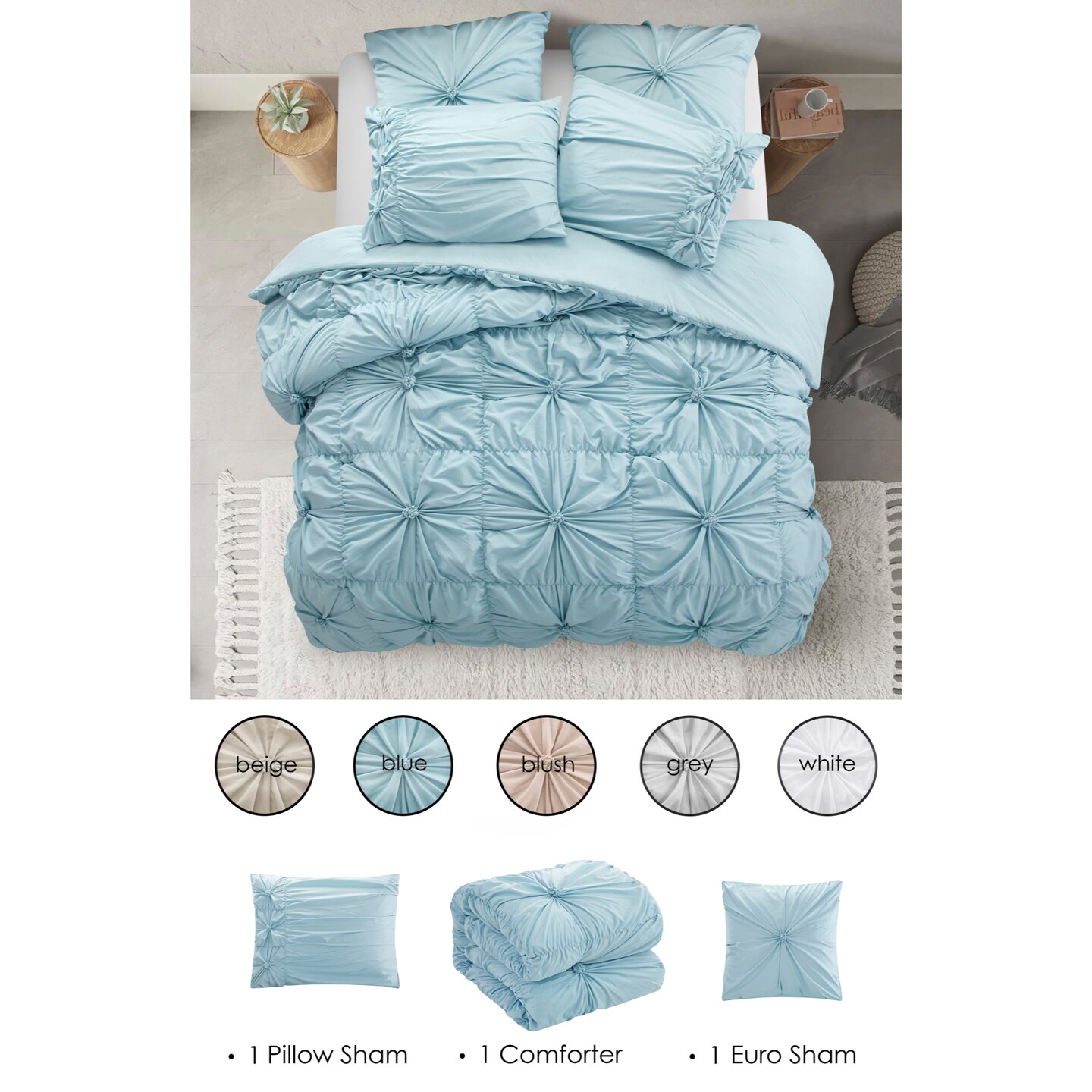 Jovany Comforter Set With Pillow Shams, Euro Shams