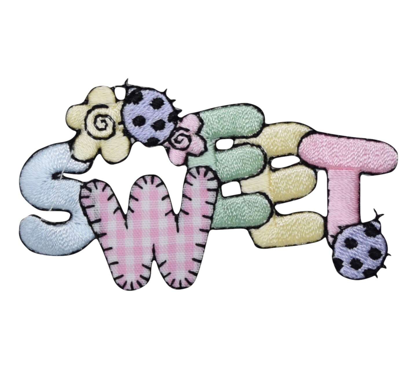 Sweet, Gingham, Pastel, Flowers, Ladybug, Embroidered, Iron on Patch