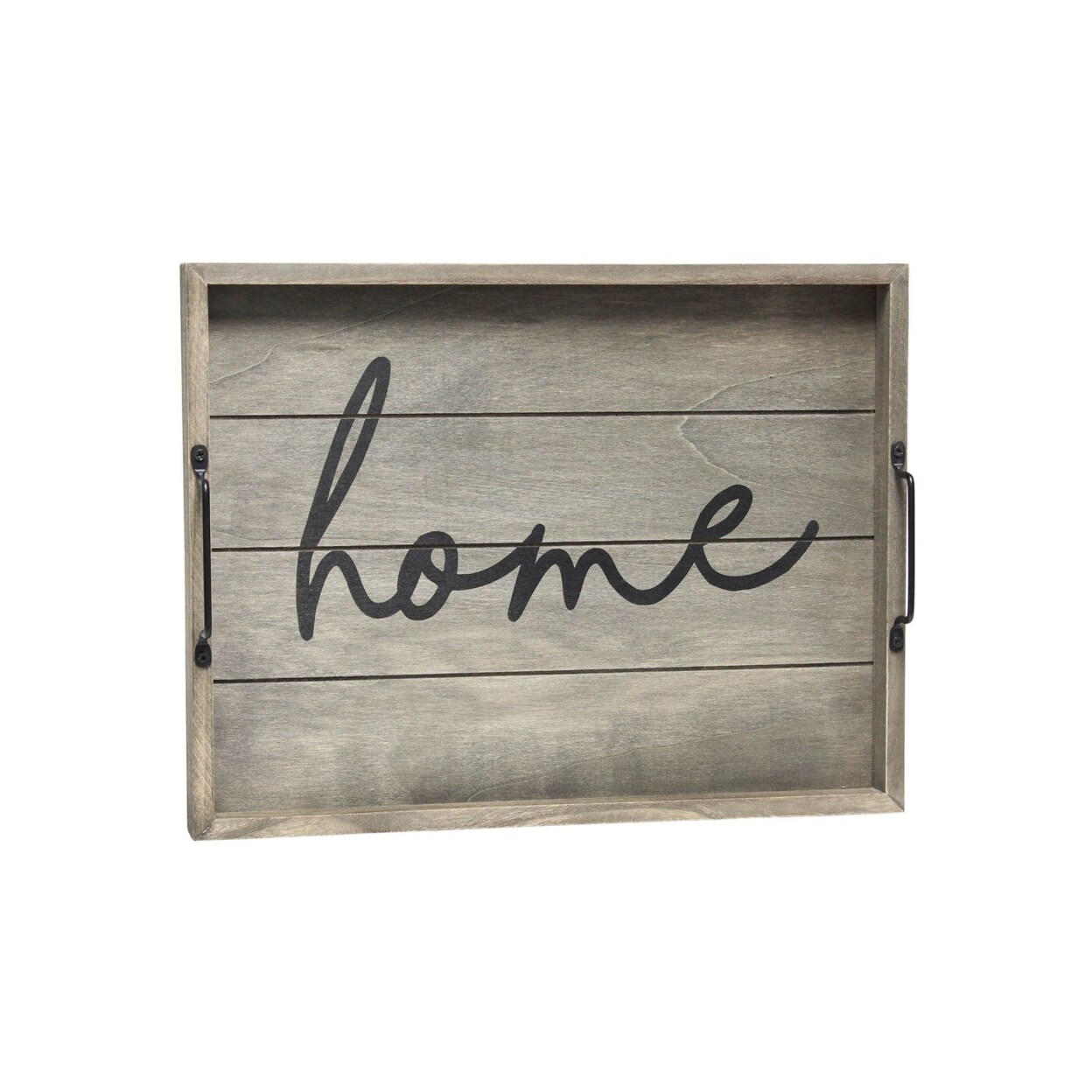 Elegant Designs Decorative Wood Serving Tray With Handles, 15.50&#x22; x 12&#x22;, &#x22;Home&#x22;