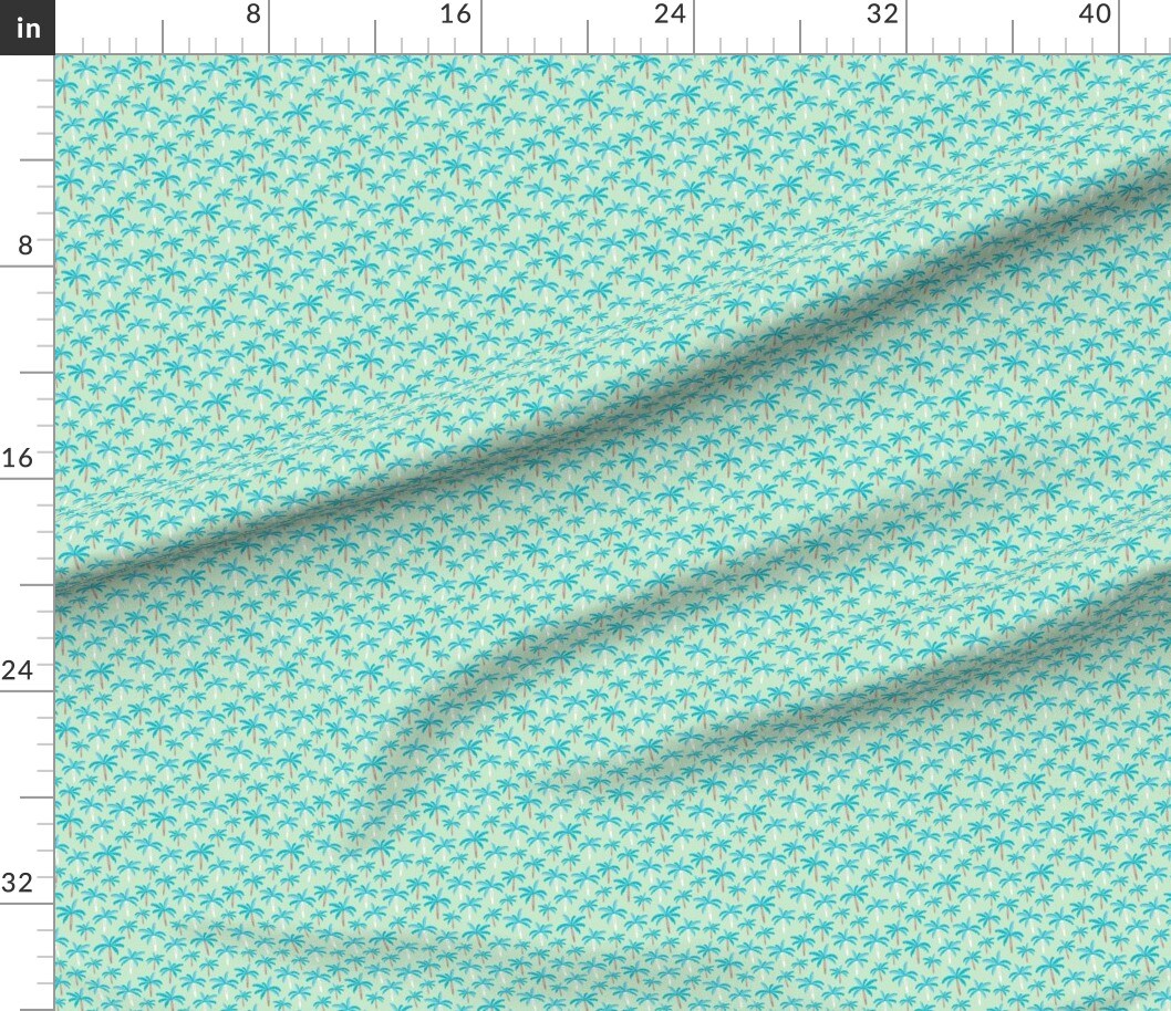 Green Trees Tree Palm Sun Jungle Summer Beach Tropical Hawaii Island Surf Palms Coastal Chic Small Scale Custom Printed Fabric by Spoonflower Various Fabrics by the Yard or Fat Quarter