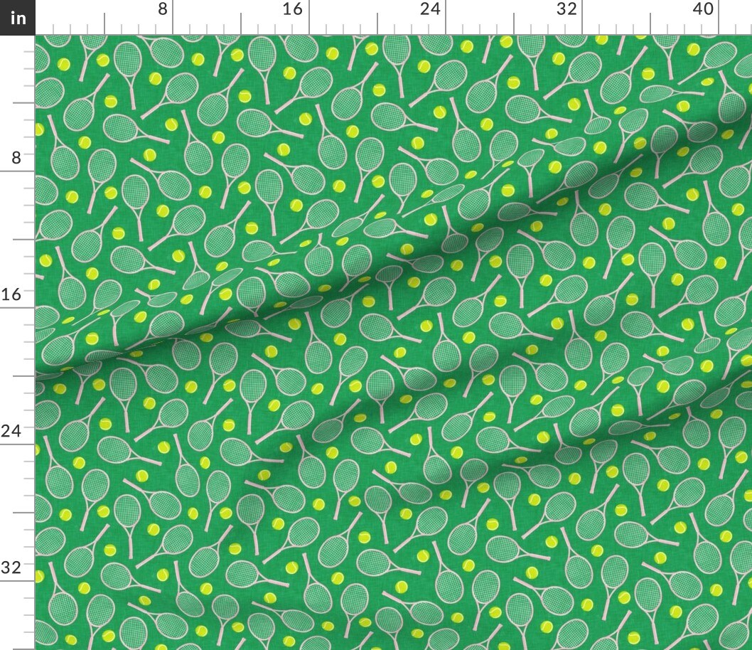 Petal Signature Cotton by the Yard or Fat Quarter Tennis Ball Sports Preppy Racquet Tennis Racket Custom Printed Fabric by Spoonflower