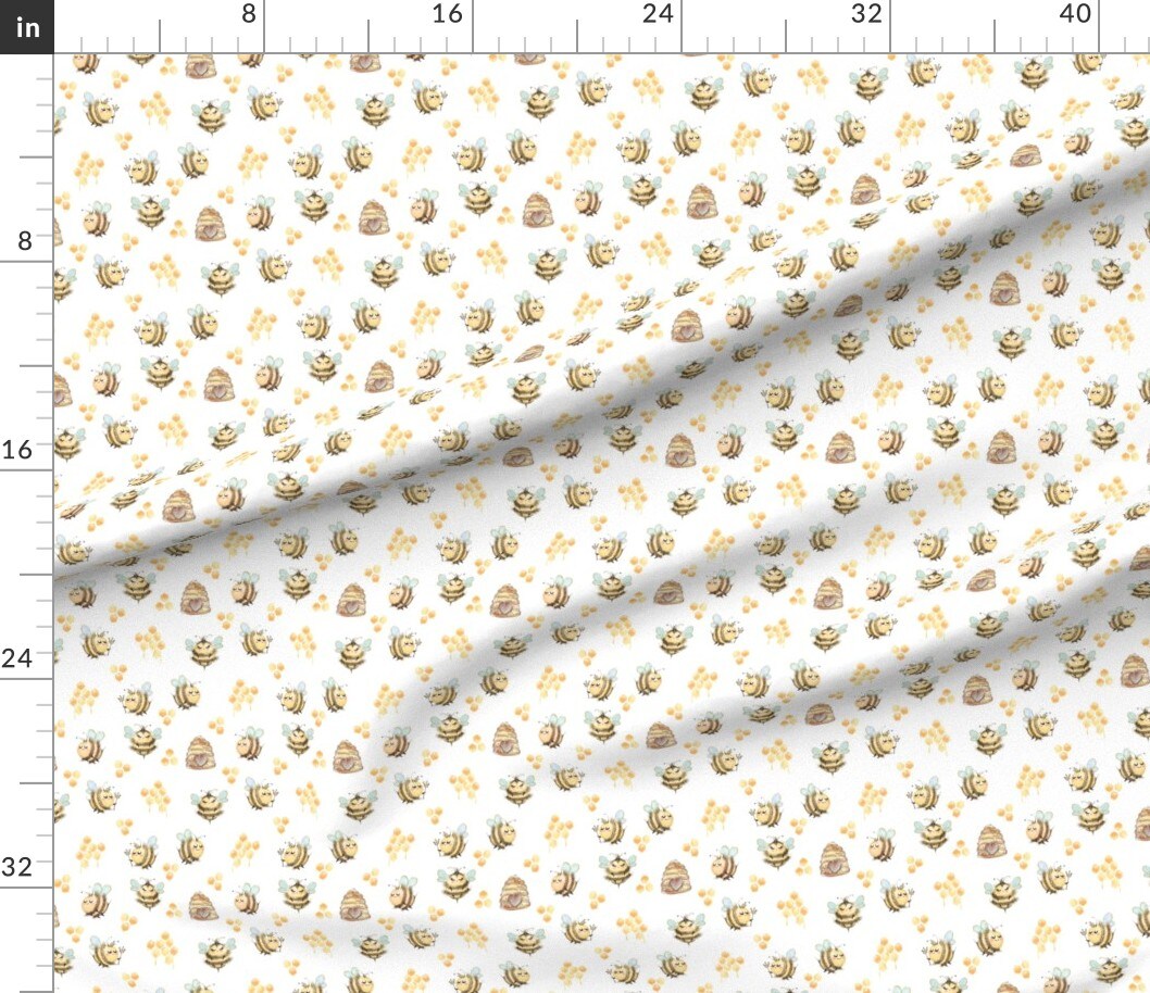 Various Fabrics by the Yard or Fat Quarter Honey Bee Nature Whimsical Insect Honeycomb Small Scale Custom Printed Fabric by Spoonflower
