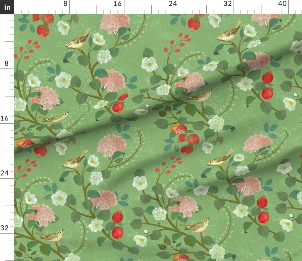 Botanical Floral Chinoiserie Chintz Hydrangea Classic Custom Printed Fabric by Spoonflower Various Fabrics by the Yard or Fat Quarter