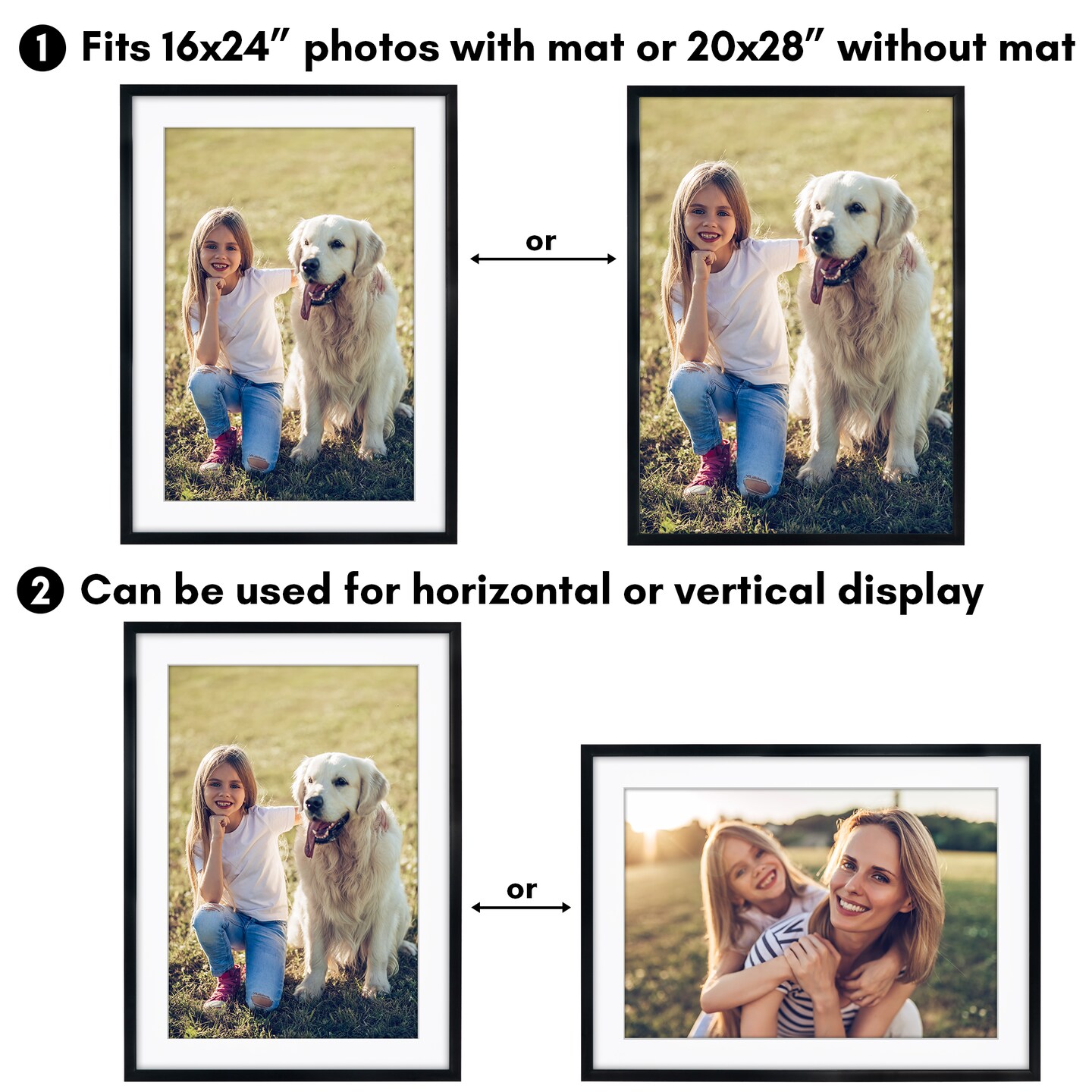 Americanflat Gallery-Style Picture Frame with Mat - Showcase Artwork, Prints, and Photos - Shatter Resistant Glass - Hanging Hardware with Drywall Anchor