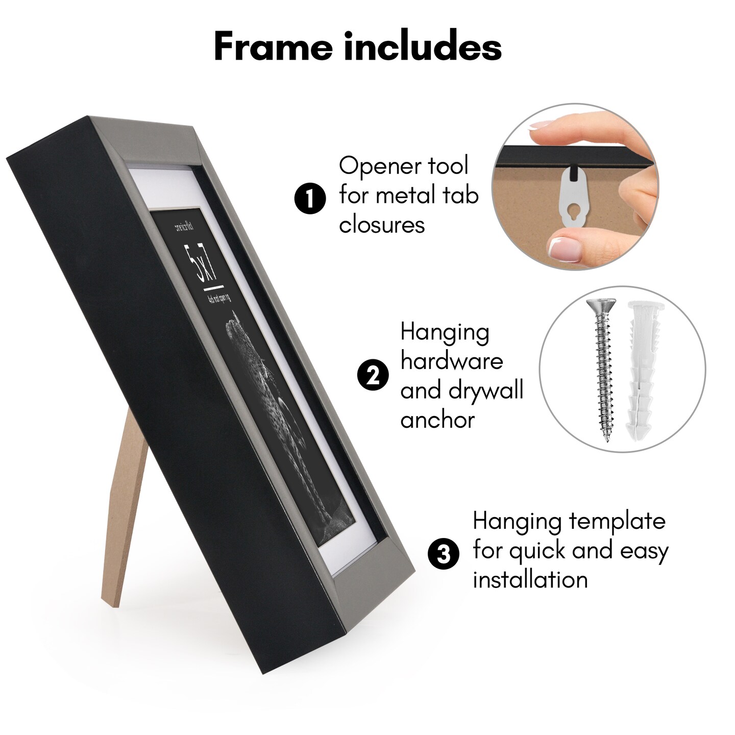 Americanflat Gallery-Style Picture Frame with Mat - Showcase Artwork, Prints, and Photos - Shatter Resistant Glass - Hanging Hardware with Drywall Anchor