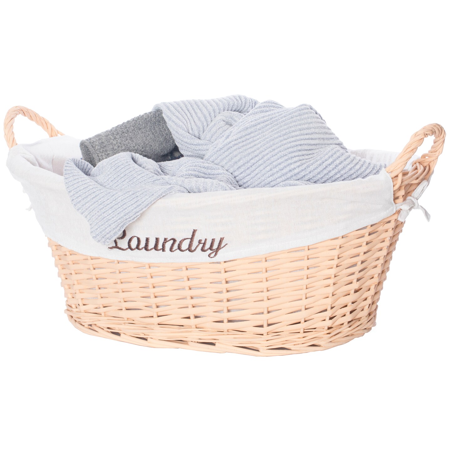 Wickerwise Willow Laundry Hamper Basket with Liner and Side Handles