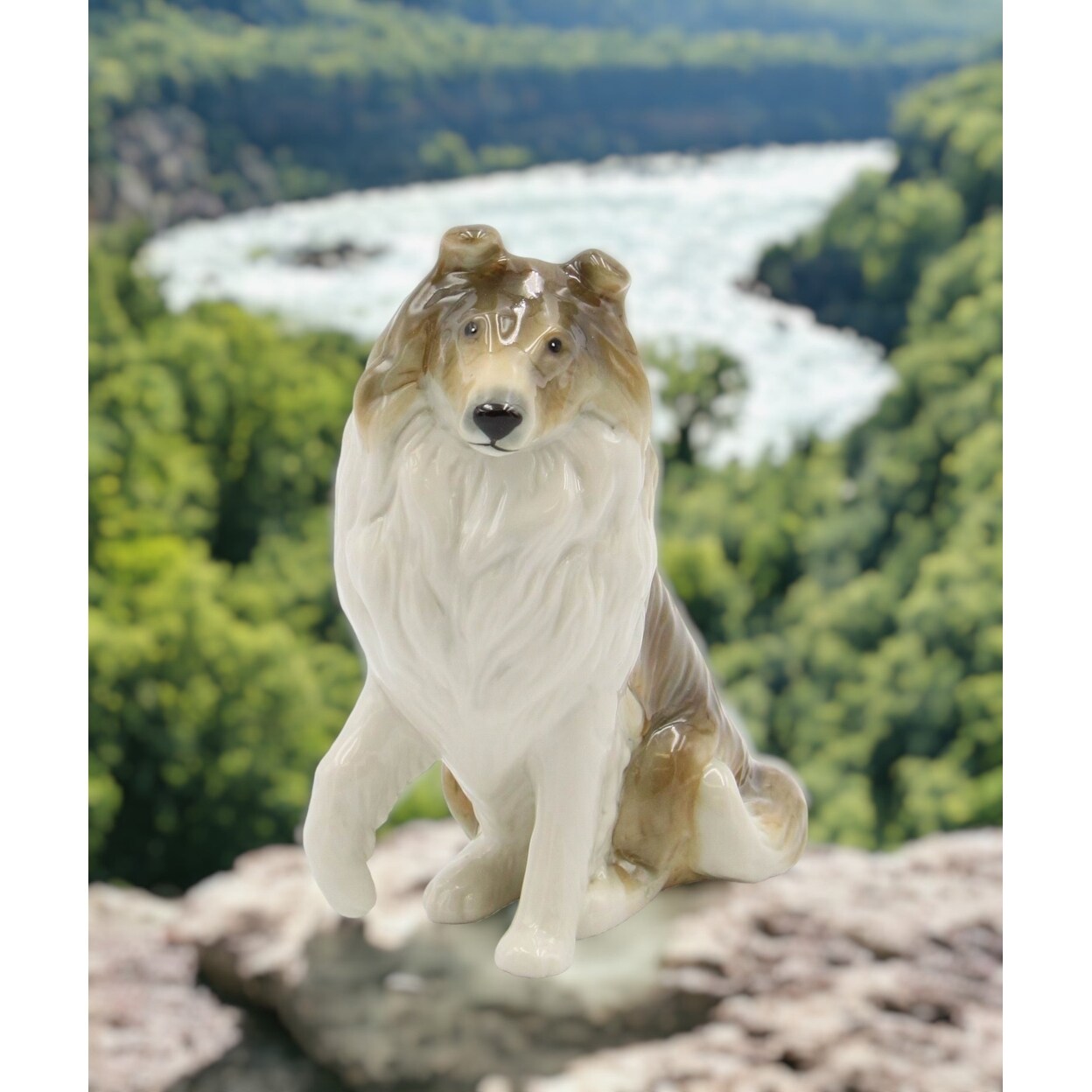 Ceramic Border Collie Dog Figurine, Lassie Come Home, Home Decor Gift Idea
