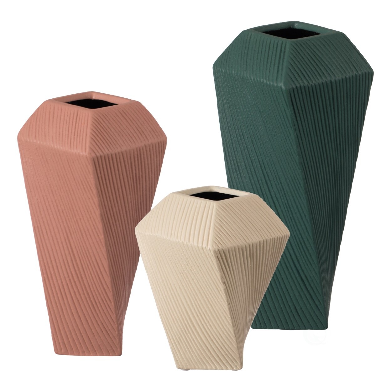 Elegant Ceramic Square Twisted Centerpiece Table Vase Modern 12&#x22;