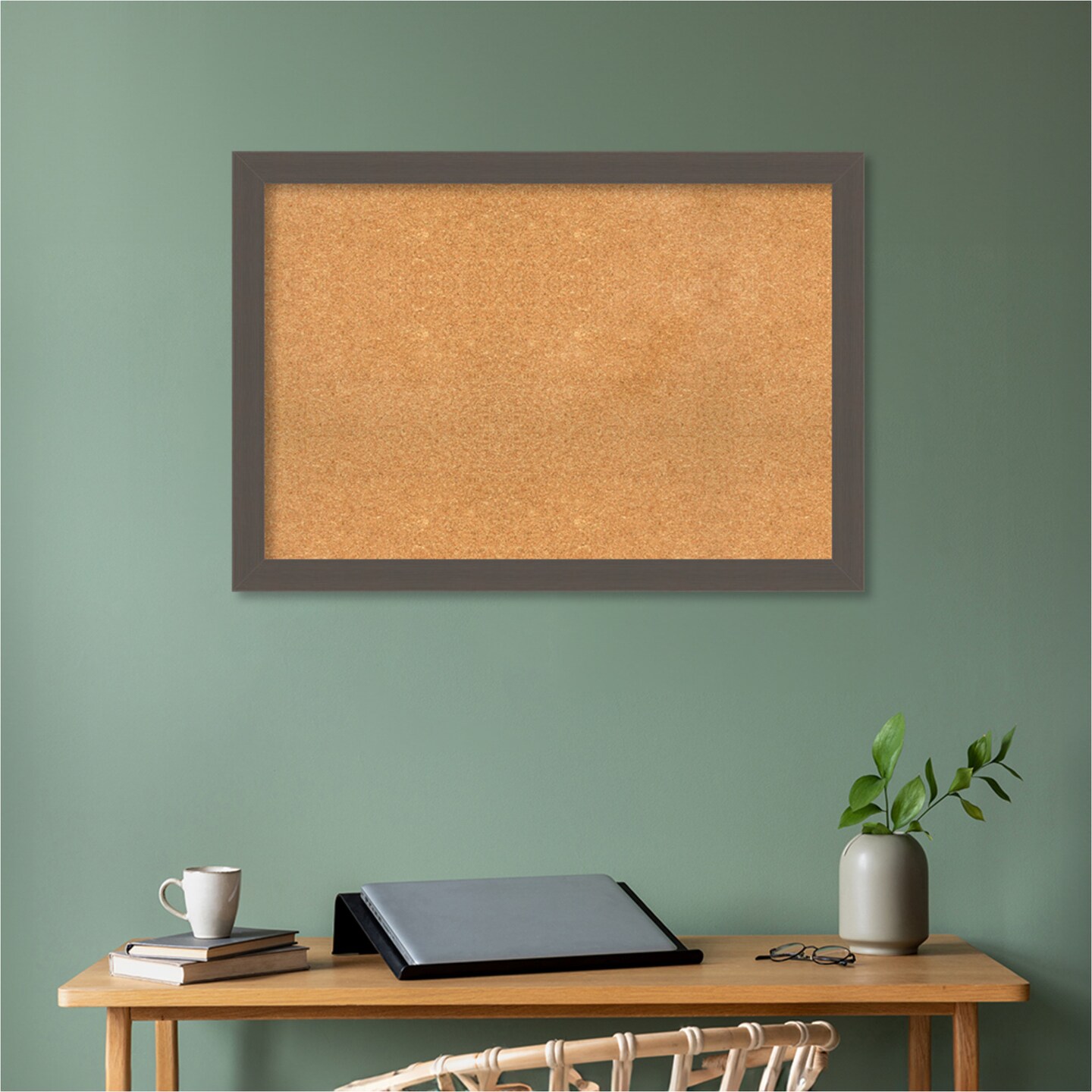 Brushed Framed Corkboard, Natural Cork