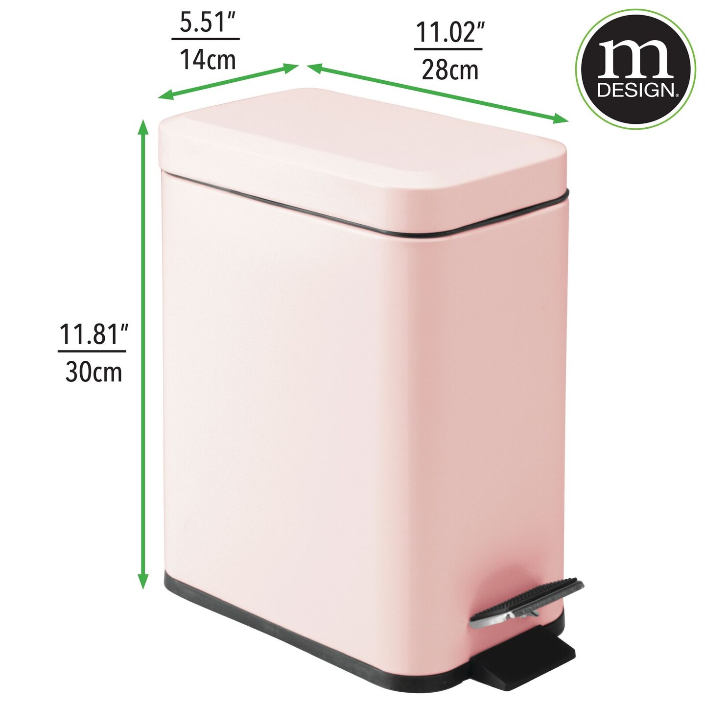 mDesign Step Trash Can, Gallon Garbage Bin, Removable Liner Bucket