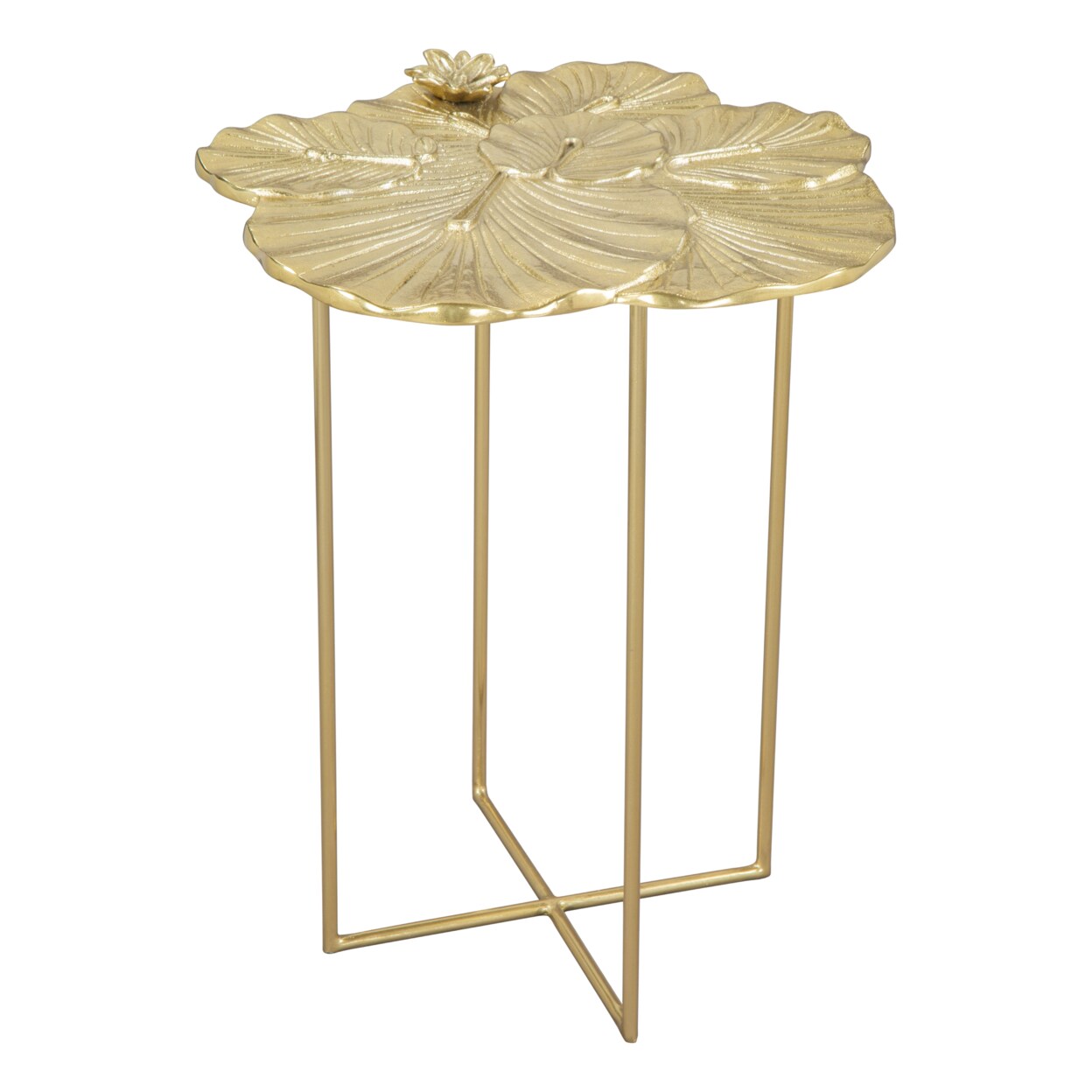 Lotus Side Table Gold Cast Aluminum Modern Glam Residential Hospitality