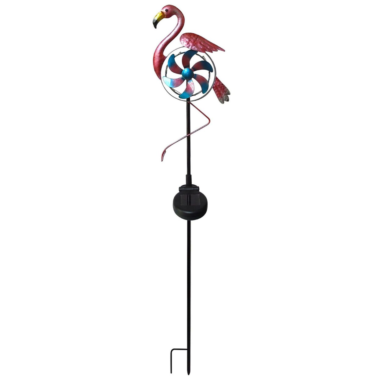 Santa&#x27;s Workshop Outdoor Decorative 33&#x22; Solar Flamingo Windmill