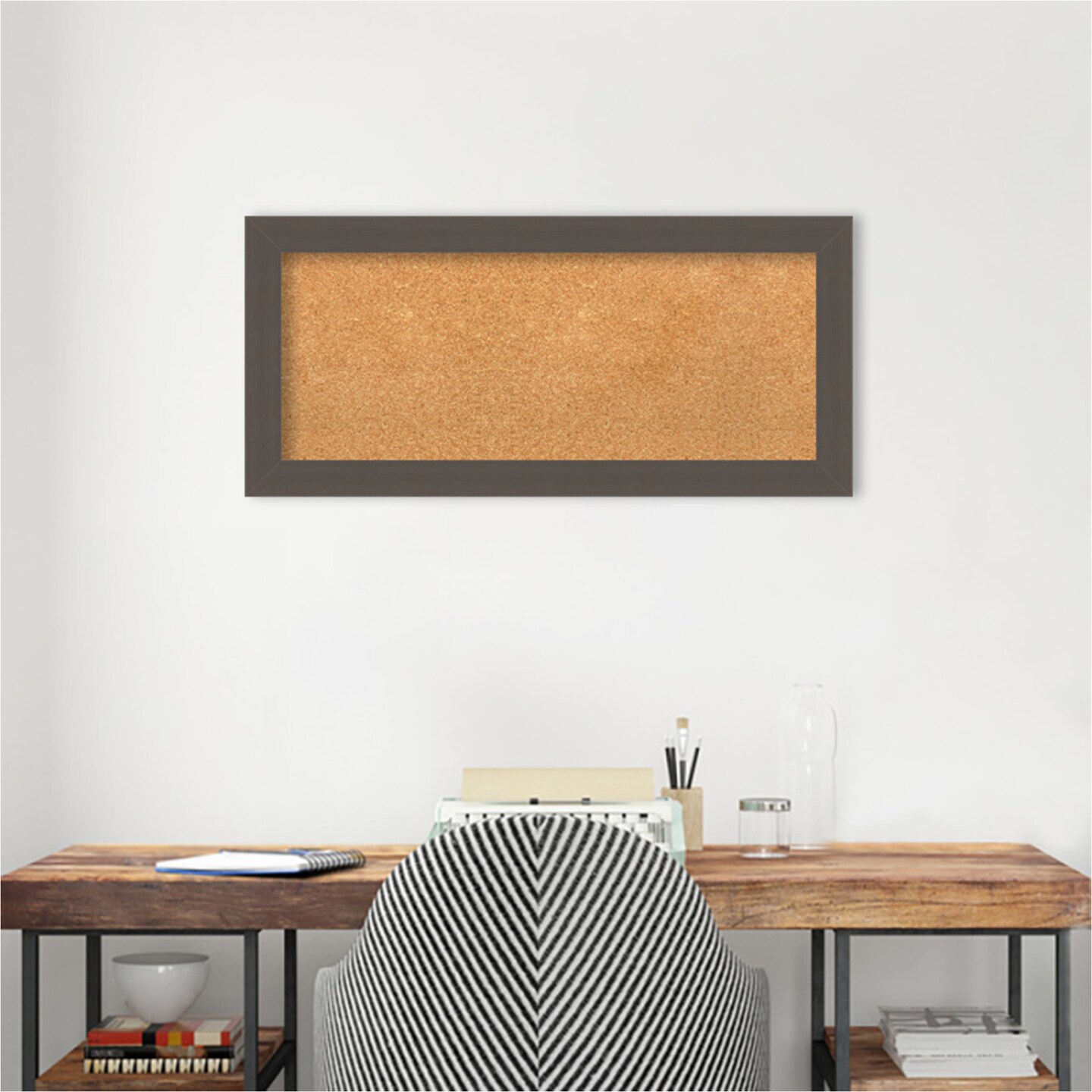 Brushed Framed Corkboard, Natural Cork