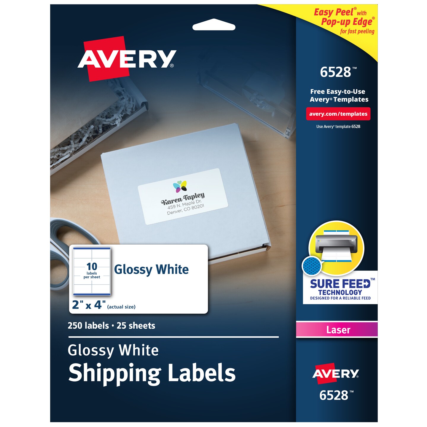 Avery Shipping Labels with Sure Feed and Easy Peel Technology, Glossy ...