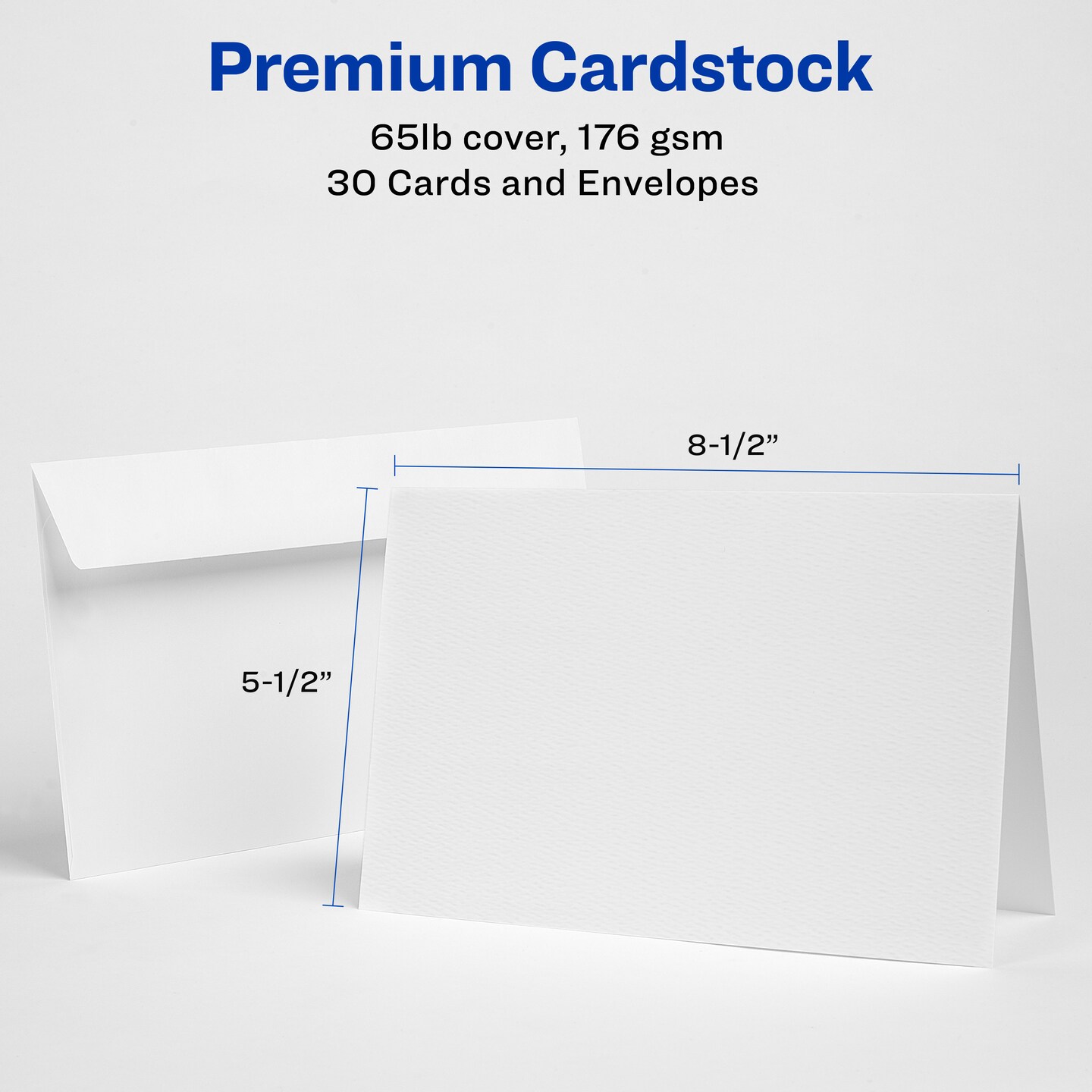Avery Printable Greeting Cards, Half-Fold, 5.5&#x22; x 8.5&#x22;, Textured White, 30 Blank Cards with Envelopes (3378)