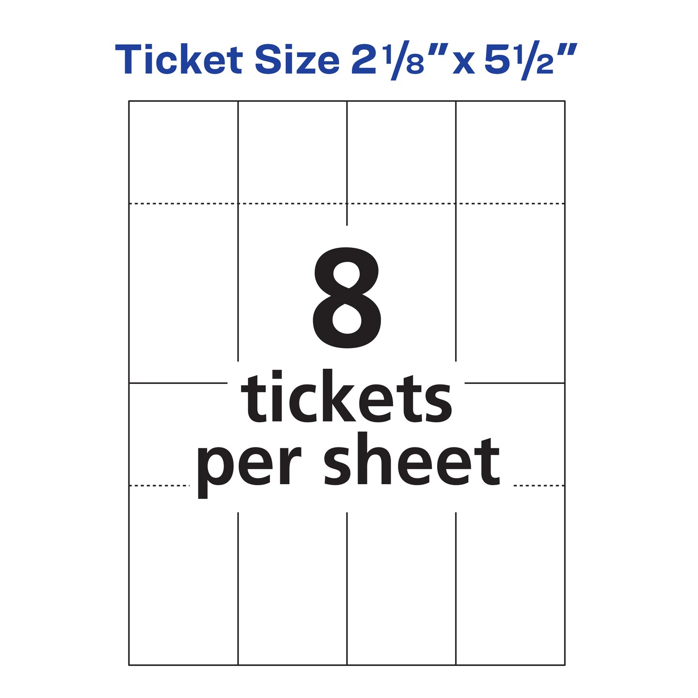 Avery Printable Tickets with Stubs, 2-1/8" x 5-1/2", Laser/Inkjet, 200 Blank Tickets (16431)