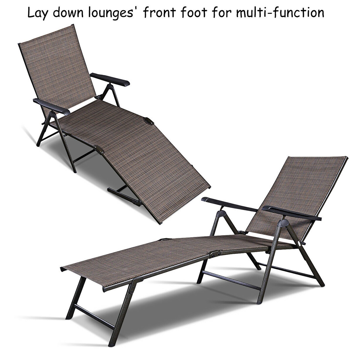 2PCS Pool Chaise Lounge Chair Recliner Outdoor Patio Furniture Adjustable New