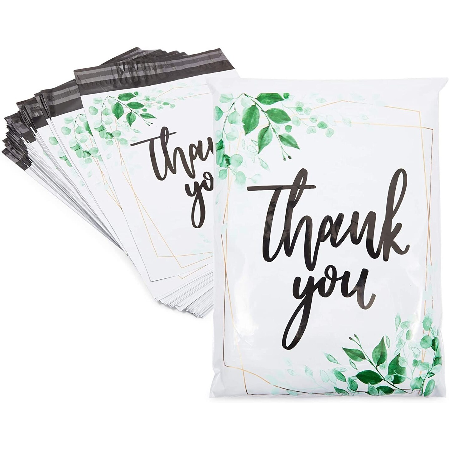 100 Pack Thank You Poly Mailers, 10x13 Floral Packaging Bags for Shipping