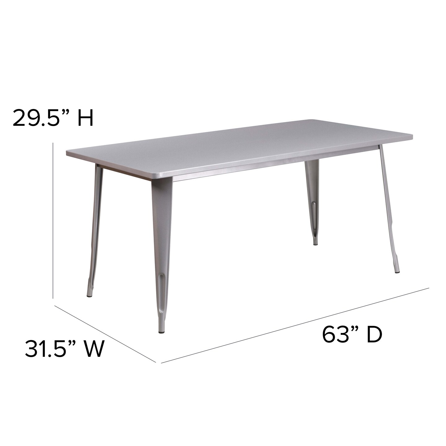 Emma and Oliver Commercial 31.5" x 63" Rectangular Colorful Metal Indoor-Outdoor Dining Table