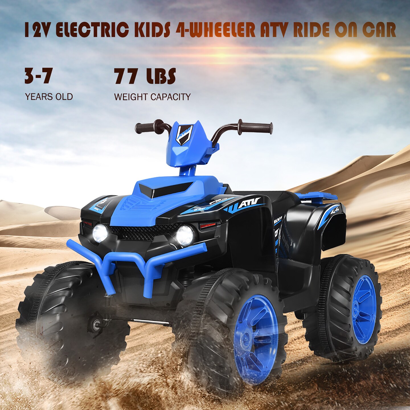 Costway 12V Kids 4-Wheeler ATV Quad Ride On Car w/ LED Lights Music  USB