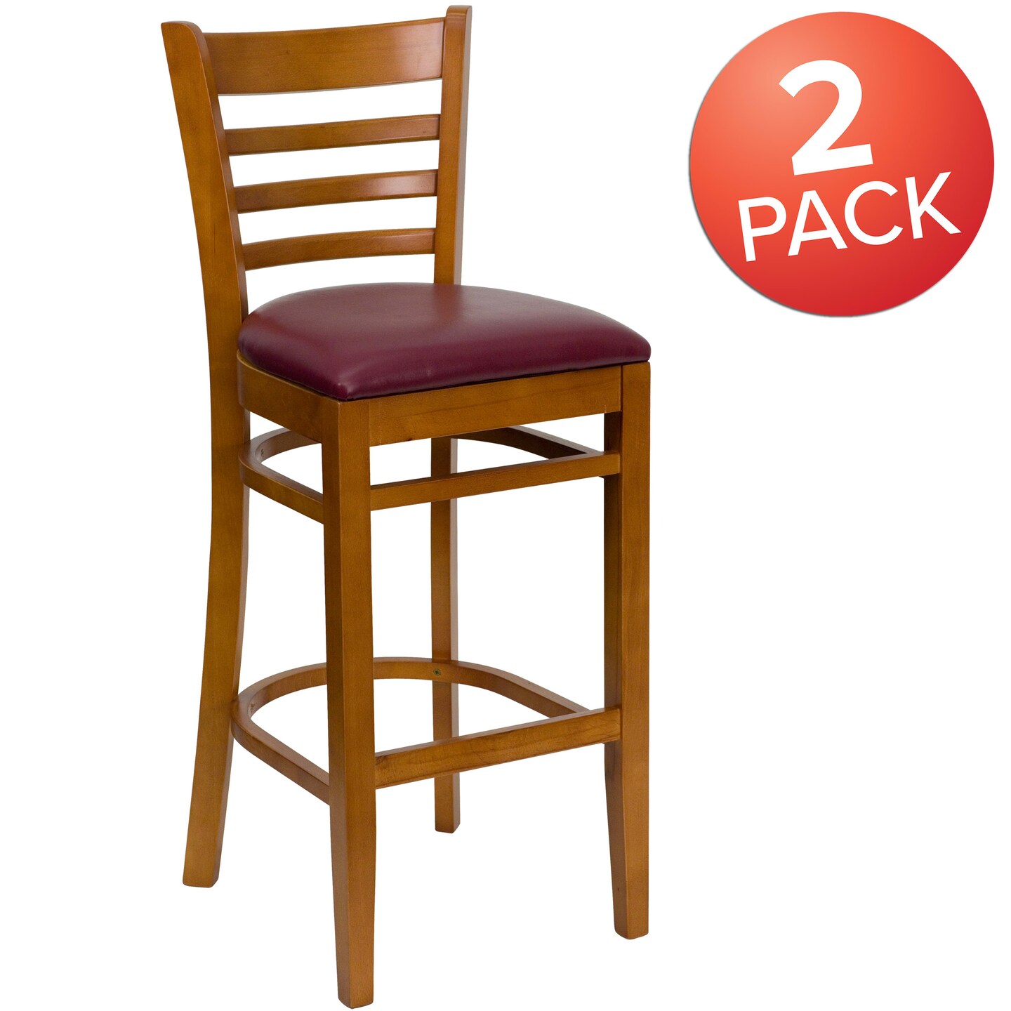 Emma and Oliver Bar Stools |&#xA0;Set of 2 Wood Bar Stools with Back