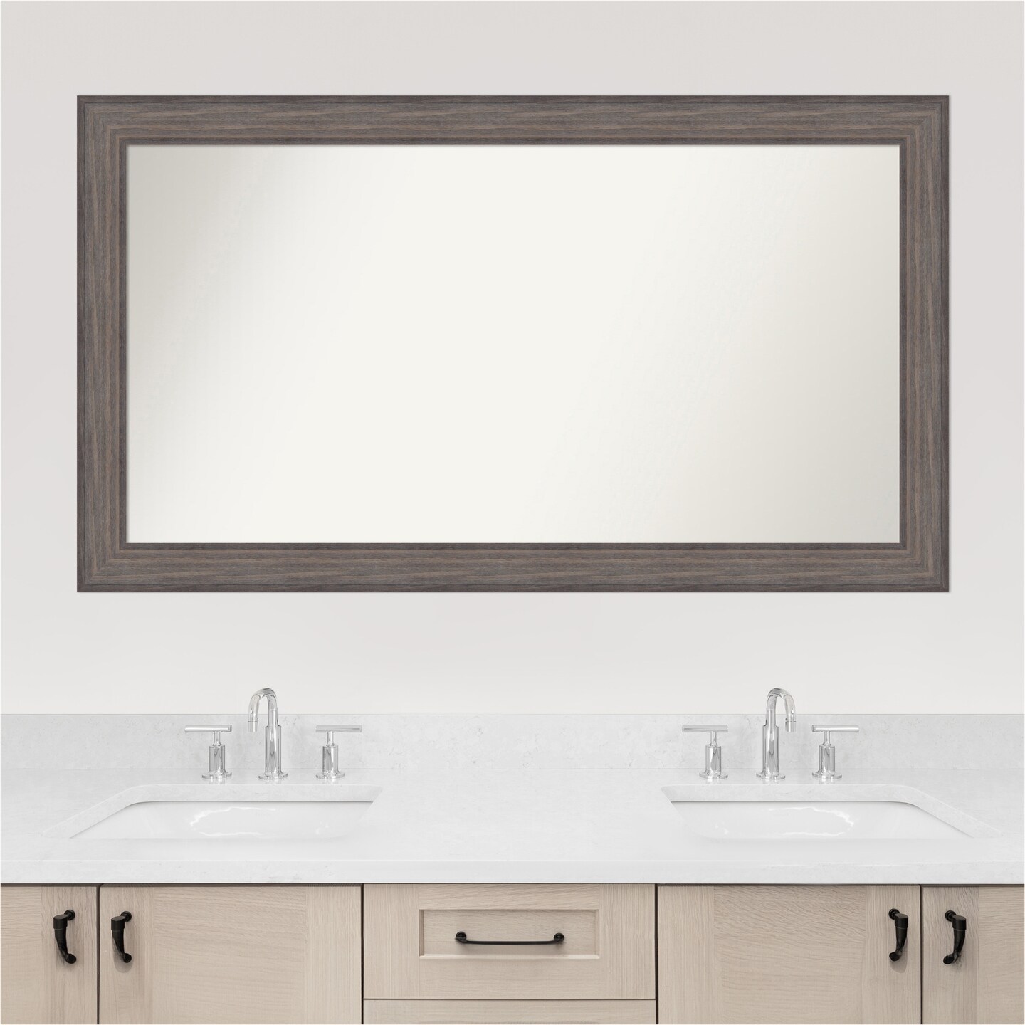 Country Barnwood Non-Beveled Custom Framed Bathroom Vanity Wall Mirror