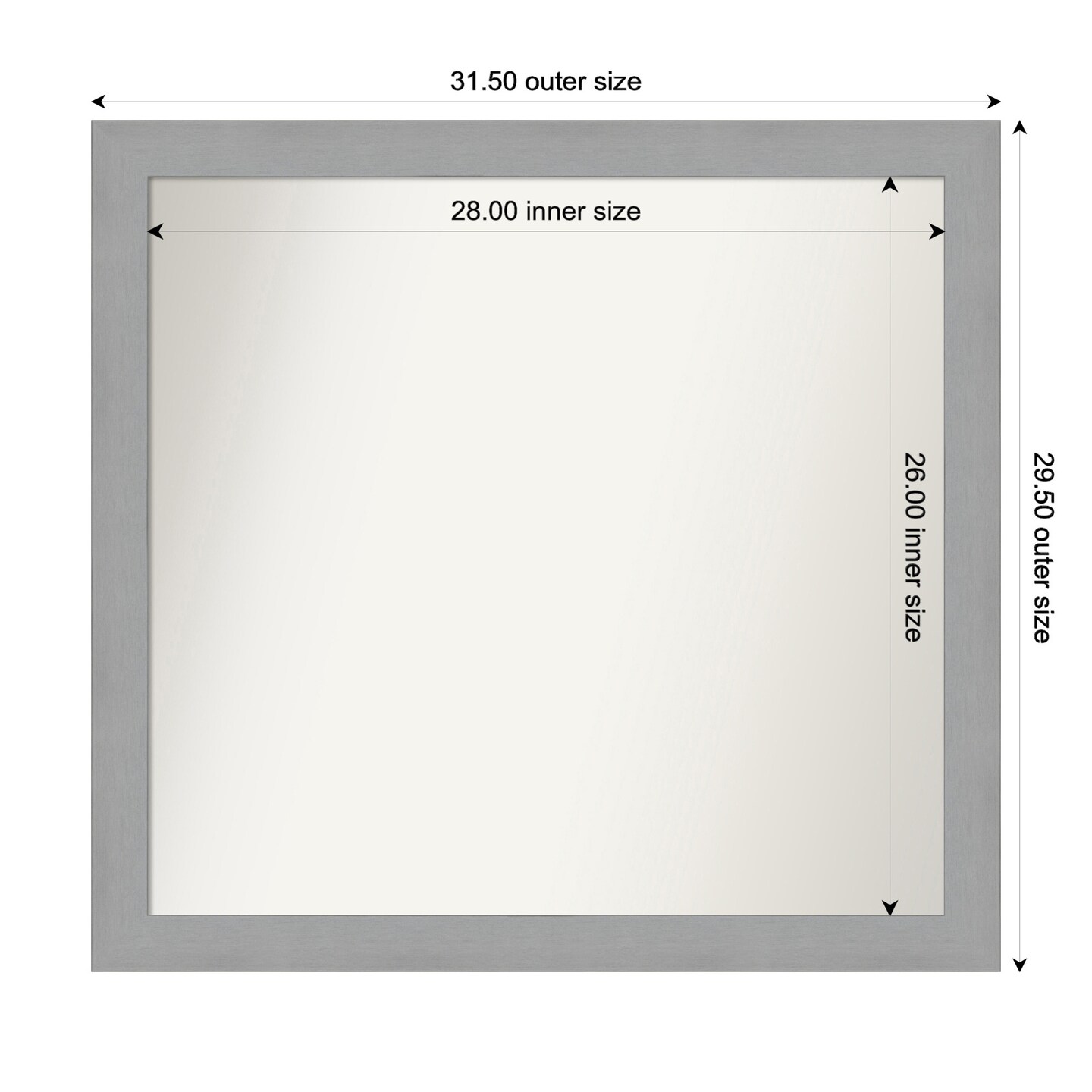Brushed Nickel Non-Beveled Custom Framed Bathroom Vanity Wall Mirror