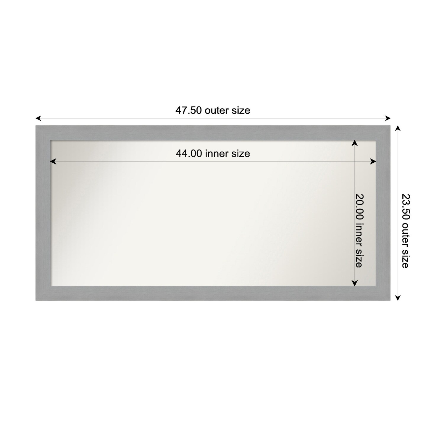 Brushed Nickel Non-Beveled Custom Framed Bathroom Vanity Wall Mirror