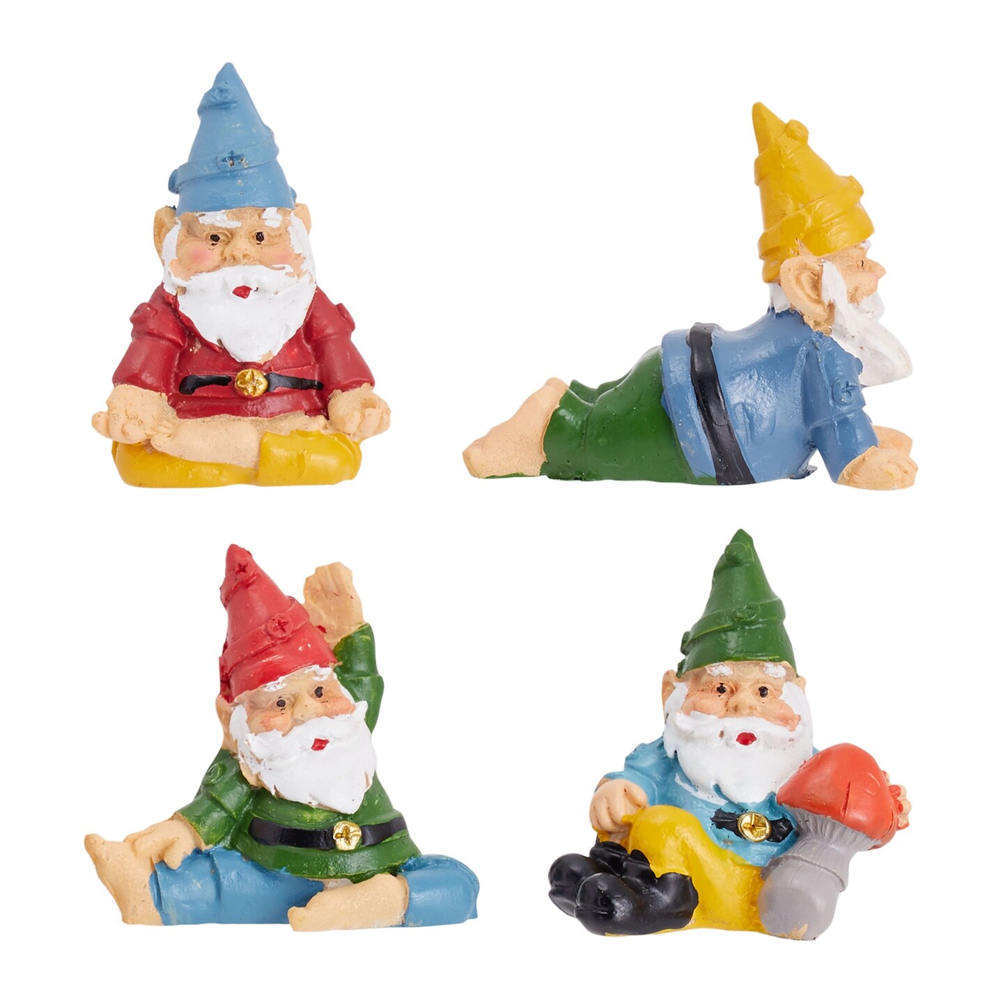 4 Pieces Mini Garden Gnomes, Outdoor Fairy Miniature Statue Accessories Set,  Decorations in Funny Poses, Yard Ornaments for Yoga Gifts, Garden, Plant  Pots Decor