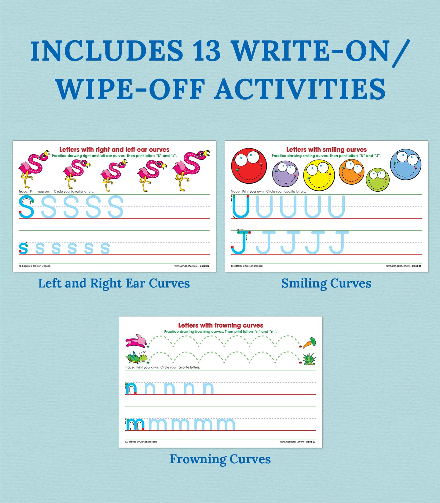 Key Education Write-On/Wipe-Off Print Alphabet Letters, Literacy Activities, Develop Handwriting and Fine Motor Skills, Teaches the Alphabet and Letter Sounds Ages 5+ (21 pc)