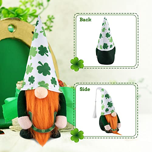 2 Pieces St. Patrick&#x27;s Day Gnomes Decorations- Irish Leprechaun Plush Dolls Handmade Swedish Tomte for Home Table Ornament