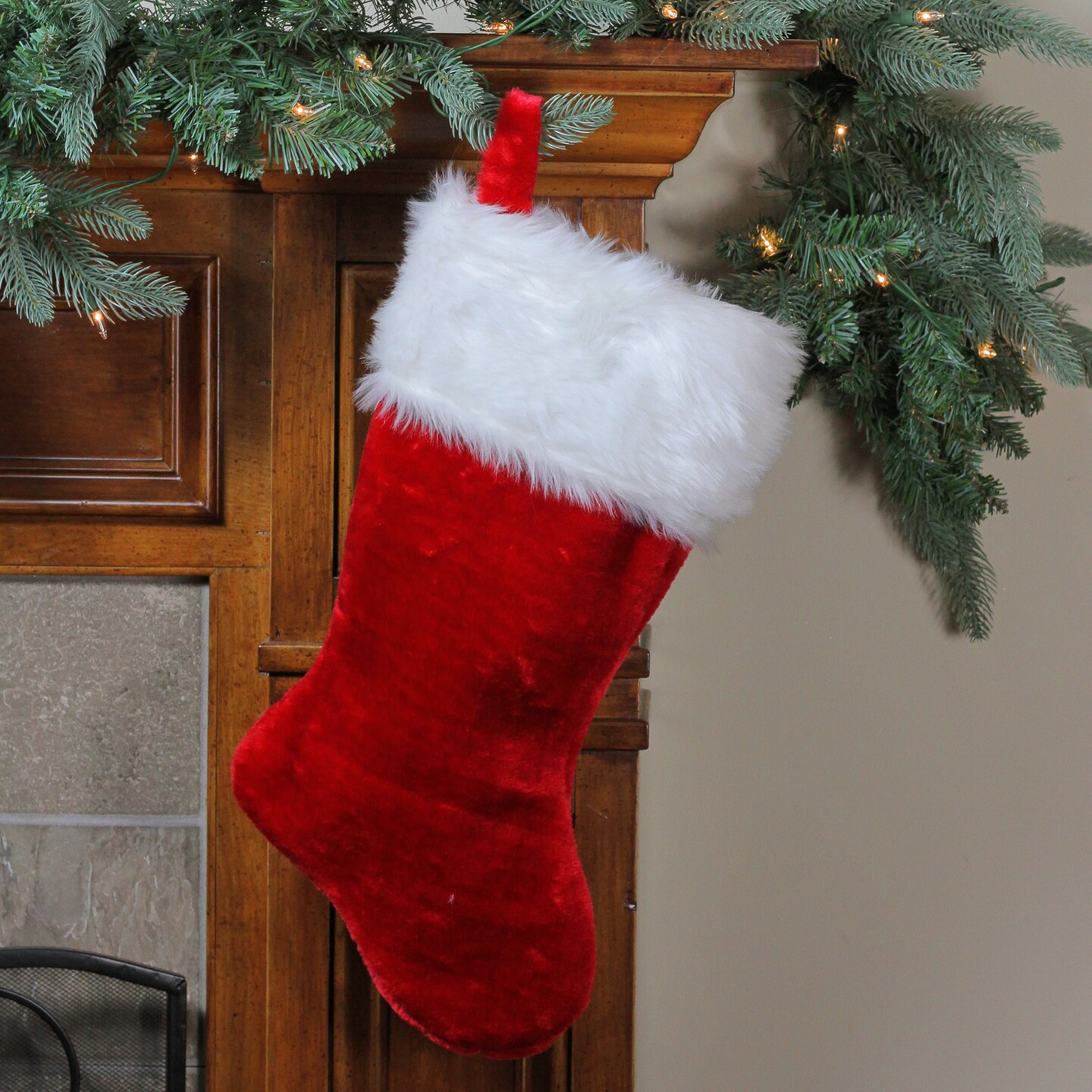 Northlight Plush Traditional Christmas Stocking with Cuff - 20&#x22; - Red and White