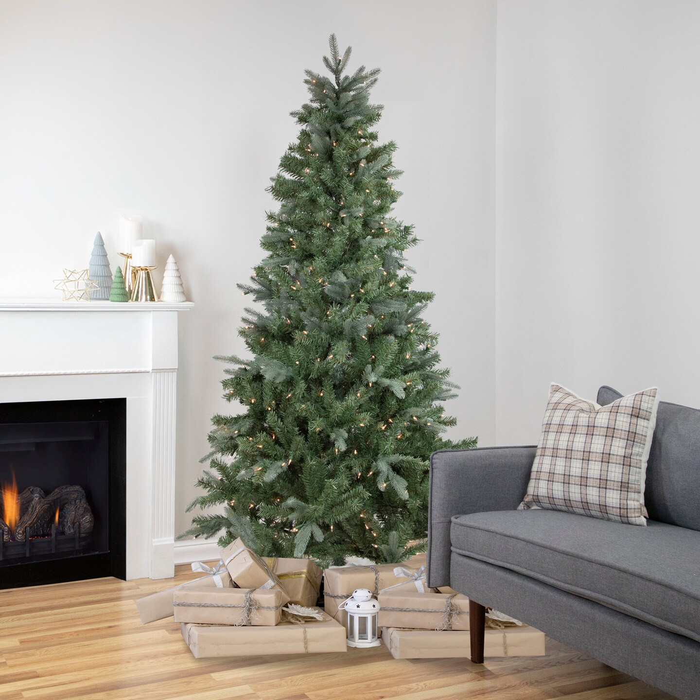 Northlight Real Touch™ Pre-Lit Slim Granville Fraser Fir Artificial Christmas Tree - 7.5' - Clear Lights
