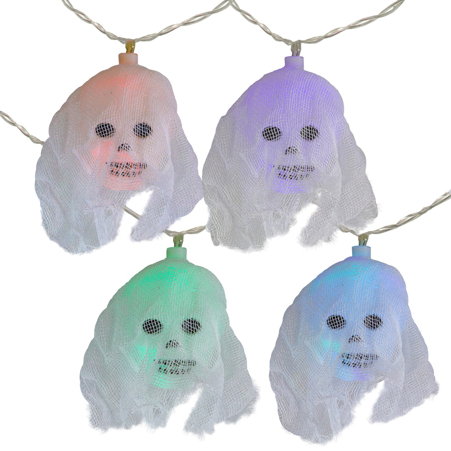 Kurt Adler Set of 10 LED Color Changing Novelty Skull Light Set - 11 ft Clear Wire