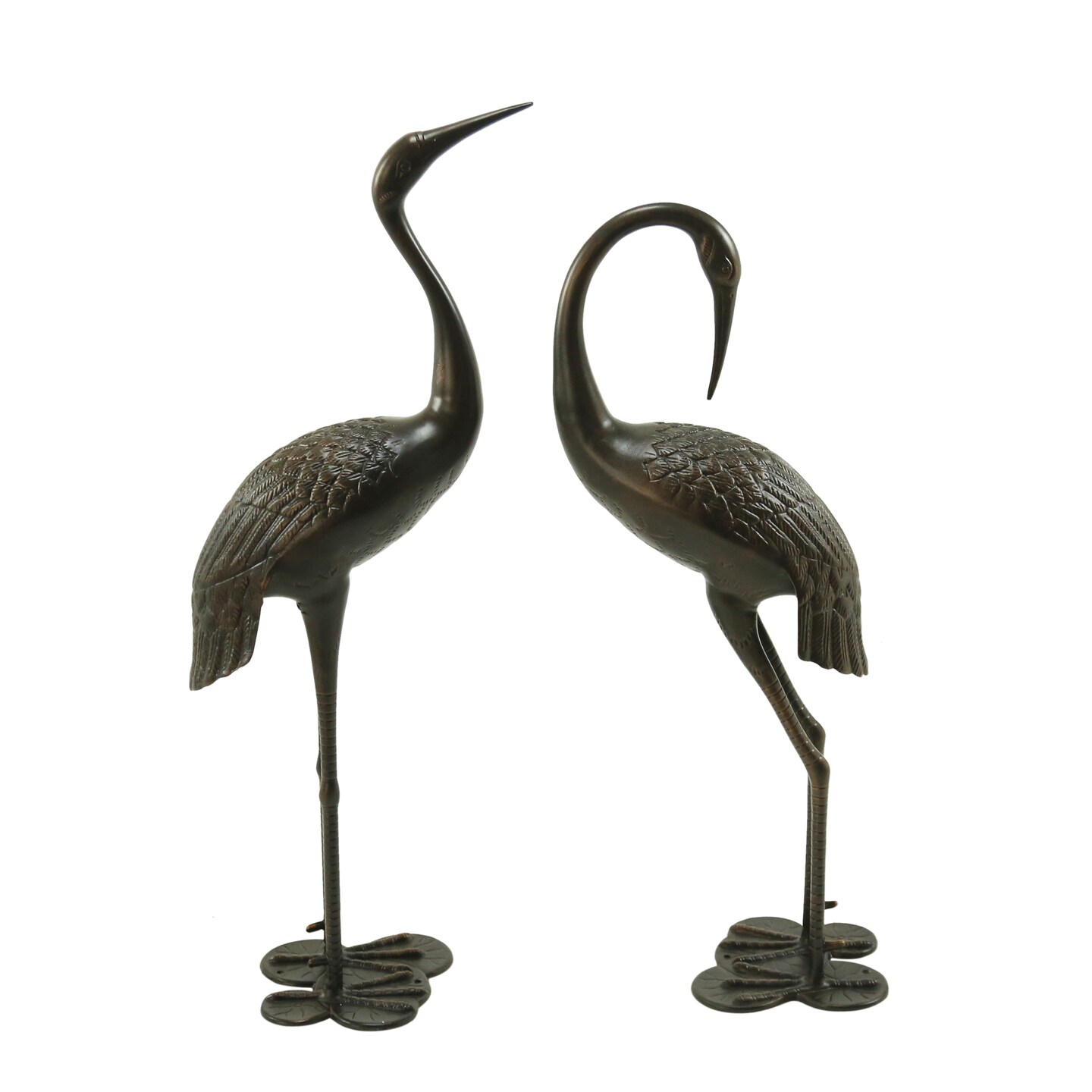 Contemporary Home Living Set of 2 Black Contemporary Outdoor Garden Crane Statues 43&#x22;