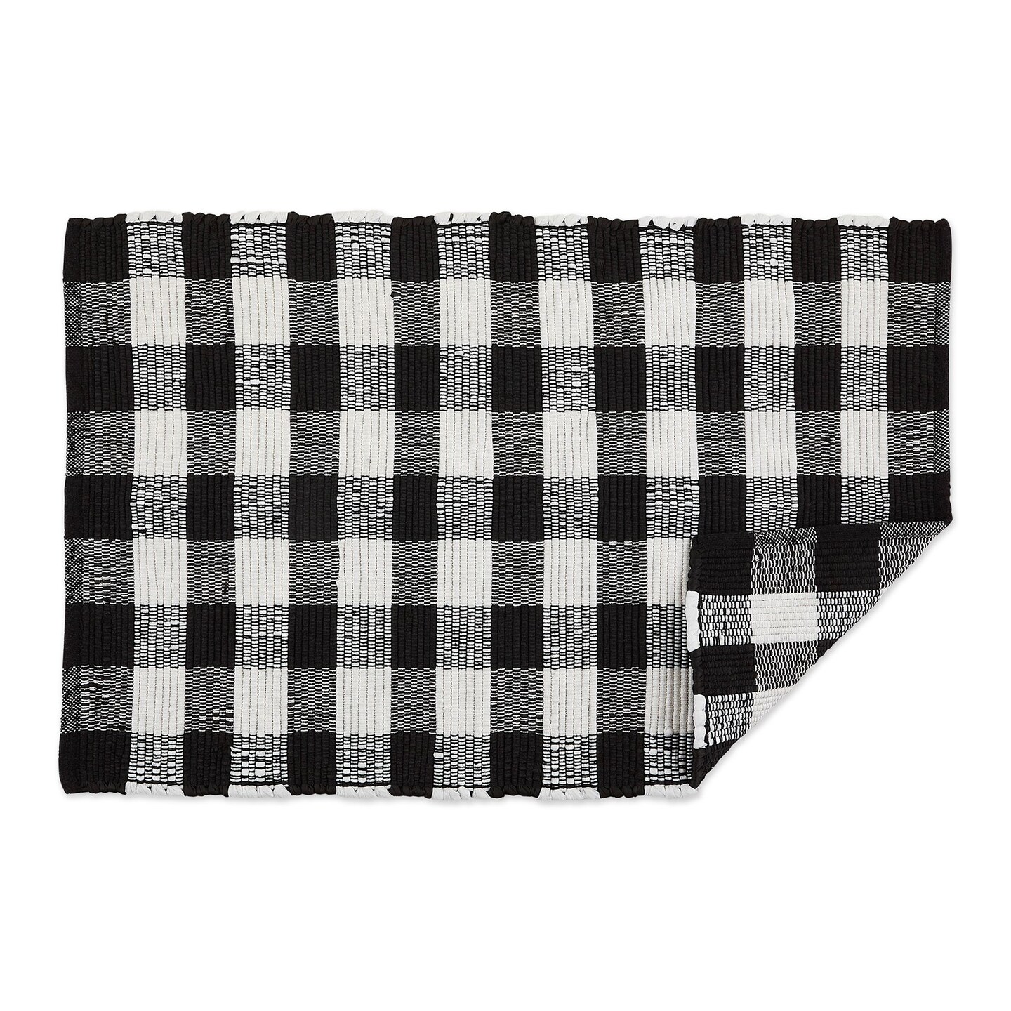 Contemporary Home Living 26&#x22; x 40&#x22; Buffalo Checkered Black and White Rectangular Rag Rug