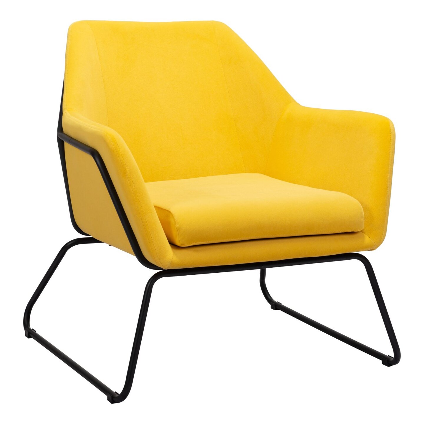 Modern Home 31.5&#x22; Yellow and Black Angular Comfy Upholstered Accent Chair