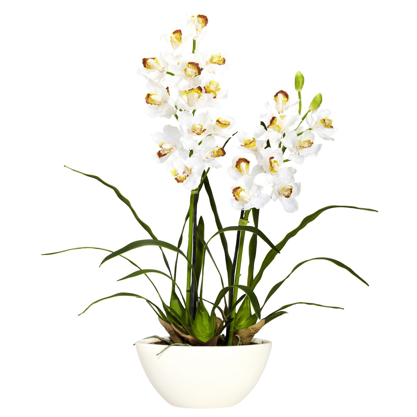 Nearly Natural 30 Cymbidium Silk Artificial Flower Arrangement In Vase Michaels