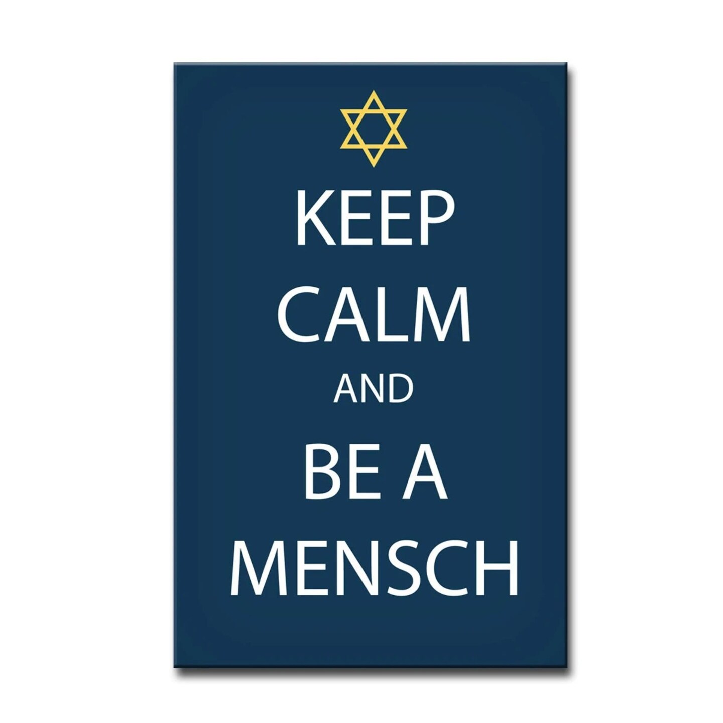 Crafted Creations Navy Blue and White &#x22;KEEP CALM AND BE A MENSCH&#x22; Hanukkah Rectangular Cotton Wall Art Decor 30&#x22; x 20&#x22;