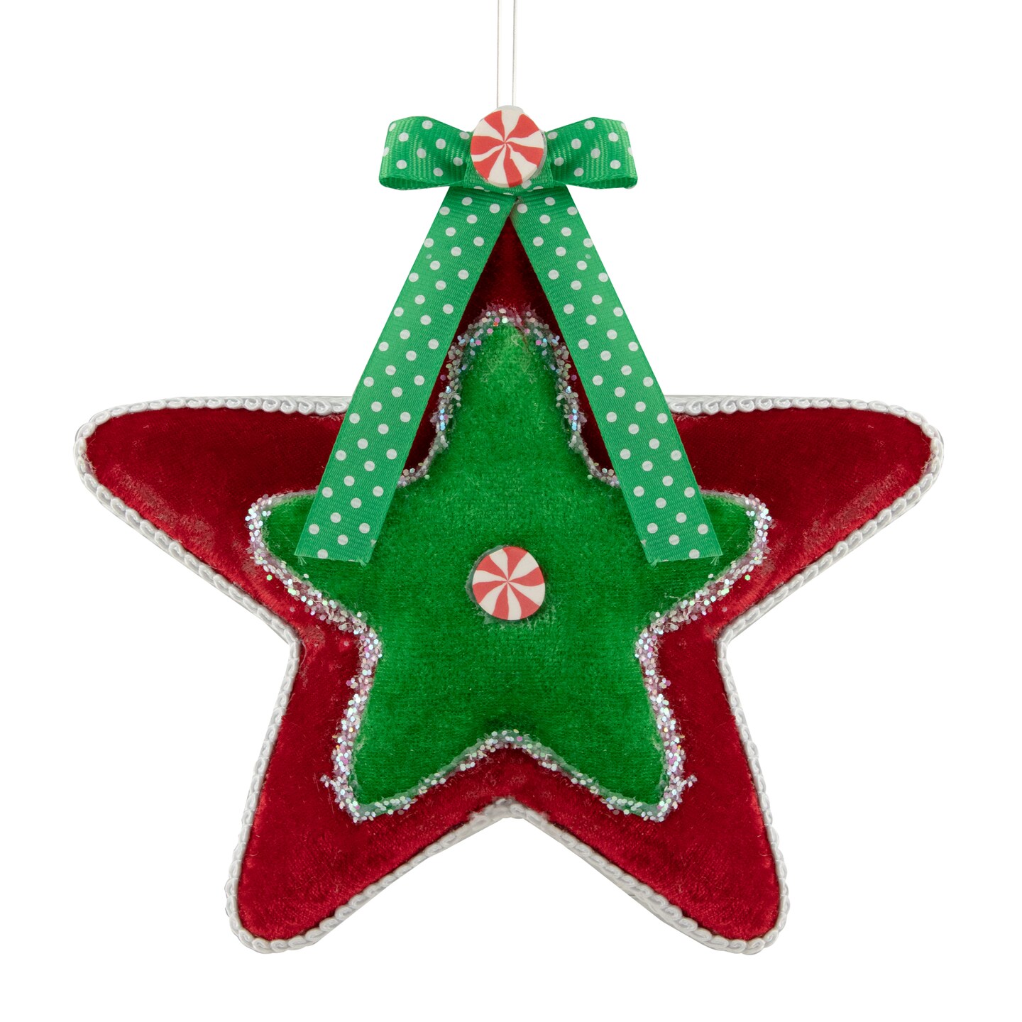Northlight Plush Peppermint Star Christmas Ornament - 8&#x22; - Red and Green