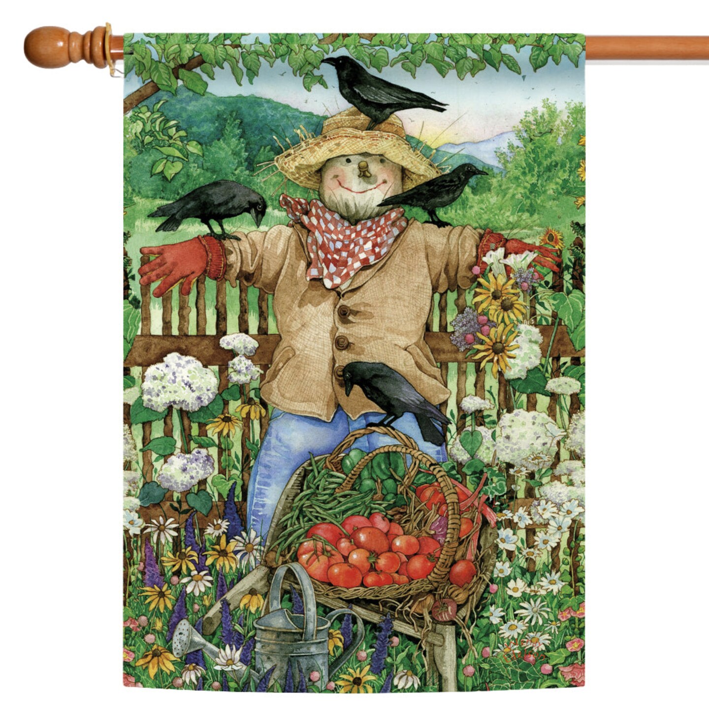 Toland Home Garden Scarecrow and Crows Fall Harvest Outdoor Flag - 40" x 28"