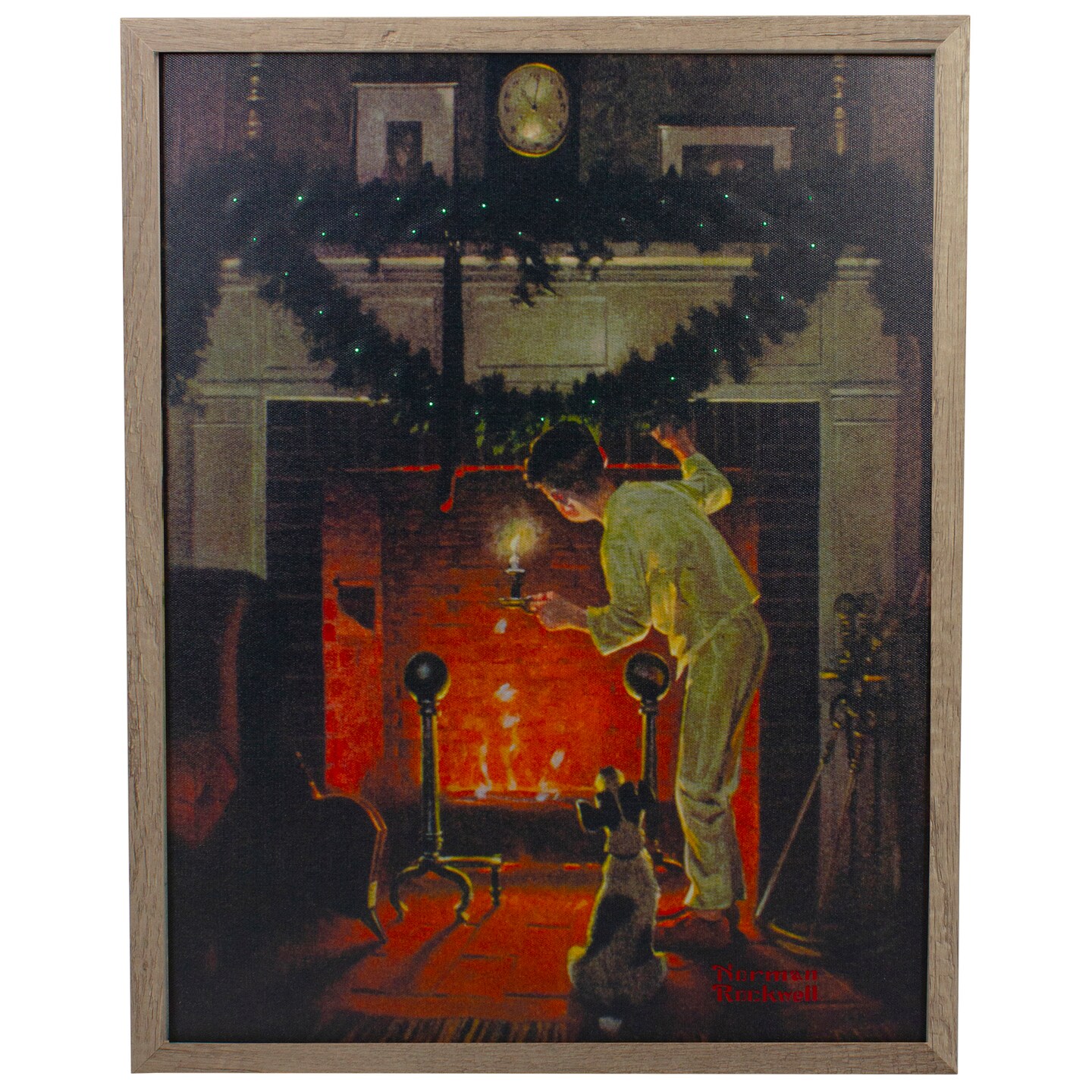 Northlight 19&#x22; Lighted Norman Rockwell &#x27;Is He Coming?&#x27; Christmas Wall Art