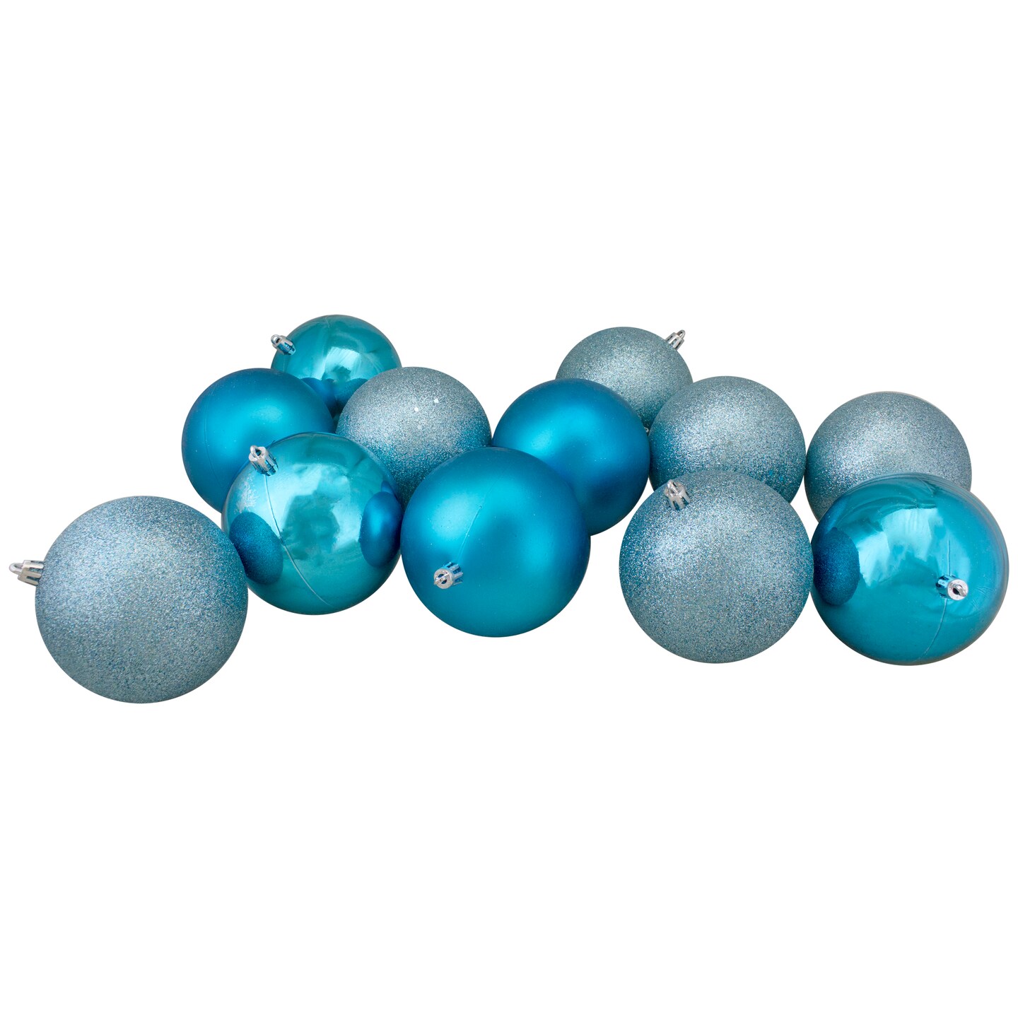 Northlight 32ct Turquoise Blue Shatterproof 4-Finish Christmas Ball Ornaments 3.25&#x22; (80mm)
