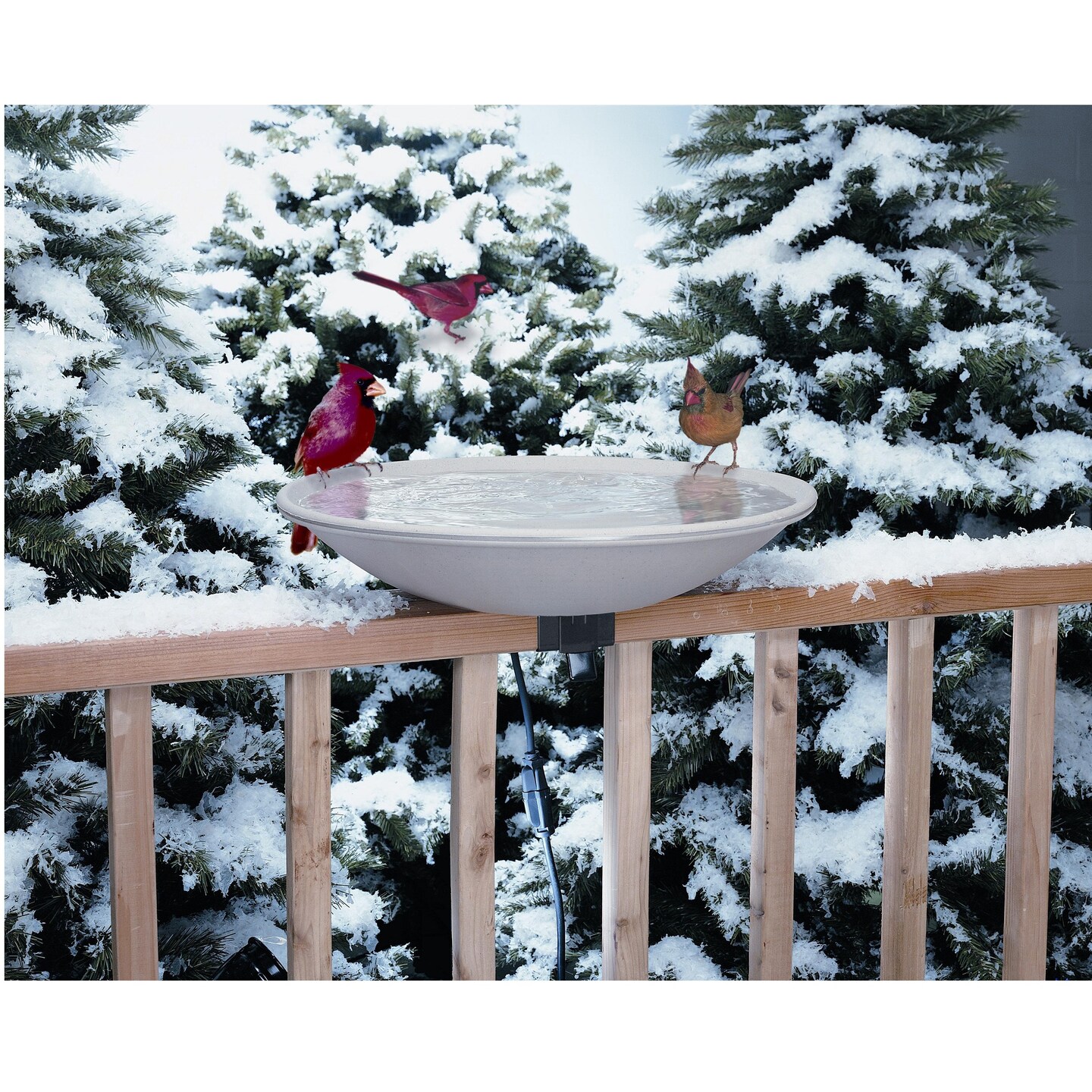 GC Home &#x26; Garden 20.75&#x22; White EZ Deck Tilt and Clean Heated Bird Bath Bowl