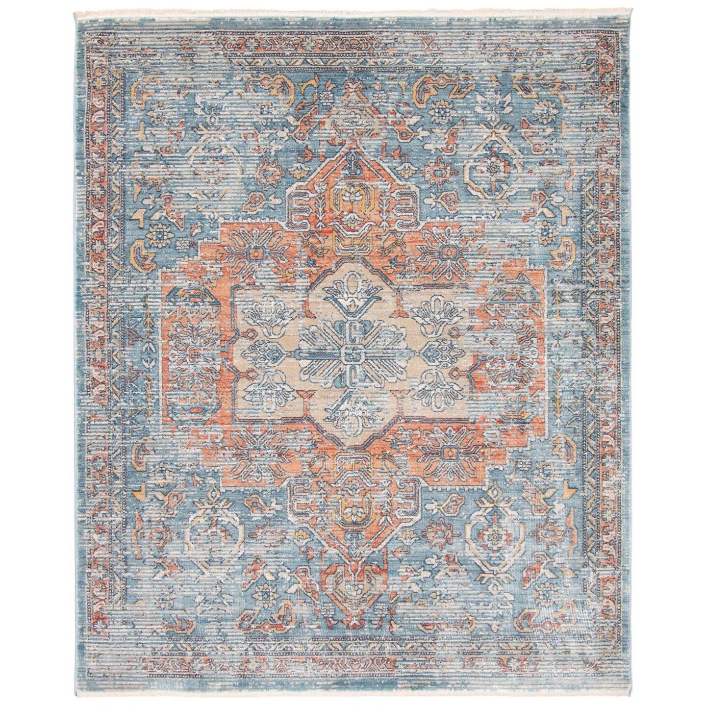 Chaudhary Living Medallion Rectangular Area Throw Rug - 6.5&#x27; x 9.75&#x27; - Blue and Brown